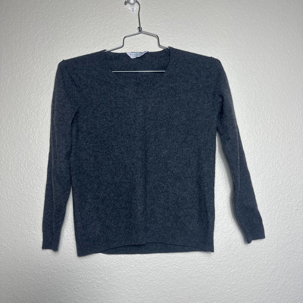 Everlane Grey Gray 100% Cashmere Pullover Scoop Neck Light Sweater Size Small
